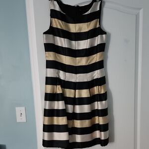 Chetta B Black and Gold Striped Mini Dress